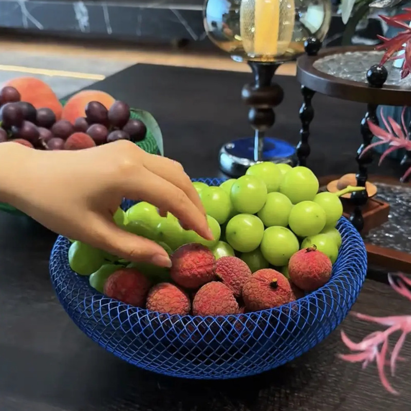 北欧INS风创意手工现代铁艺鸟巢网状收纳盘茶几零食筐果盘水果篮|undefined