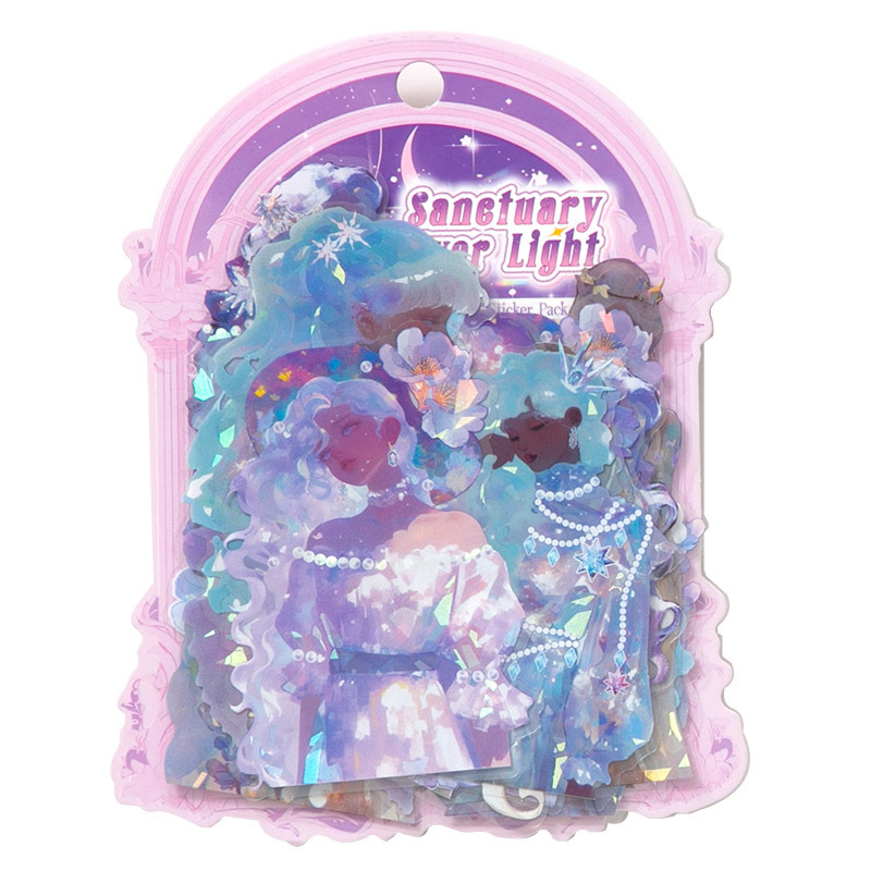 신모 쉘 라이트 PET 스티커 팩 성소 기도등 시리즈 20개 4가지 특수 모양 노트북 베이스 장식