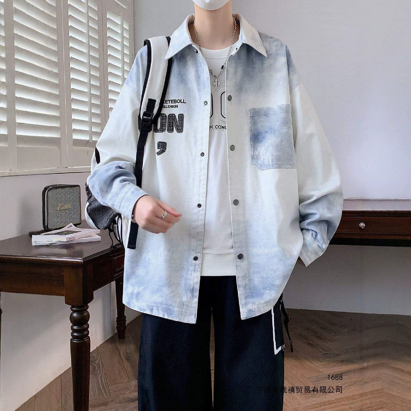 2026 New Gradient Color Turn-down Collar Denim Shirt for Men, Loose and Stylish, Versatile Shirt Jacket for Men 2026 New Gradient Color Turn-down Collar Denim Shirt for Men, Loose and Stylish, Versatile Shirt Jacket for Men