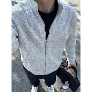 American Functional Autumn and Winter Outdoor Vertical Collar Cardigan Zipper Sweater Casual Sports Knitted Fleece Jacket Men's Base