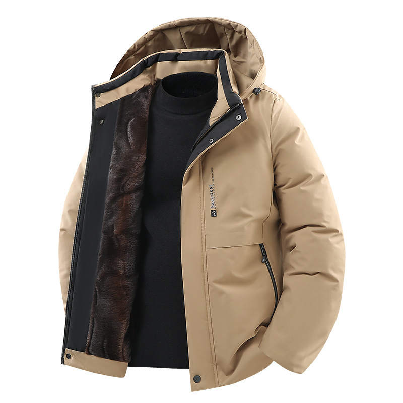 Transfronterizo chaqueta de terciopelo para hombres otoño y invierno nueva chaqueta con capuchón ropa de algodón cálida suelta engrosada ropa de trabajo