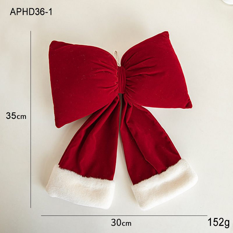 クリスマスリボンレッドクリスマスペンダントベルベットウェディングアレンジメント装飾クリスマスツリーペンダント|undefined
