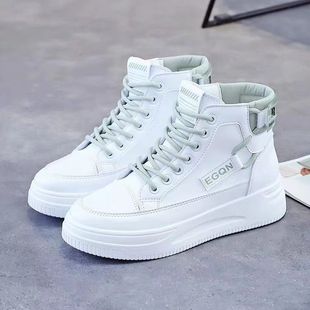 White Shoes 2025 New Korean Style Versatile Thick-Soled Casual Sports Popular Casual Shoes Pure Color Stain-Resistant and Durable Women's Shoes