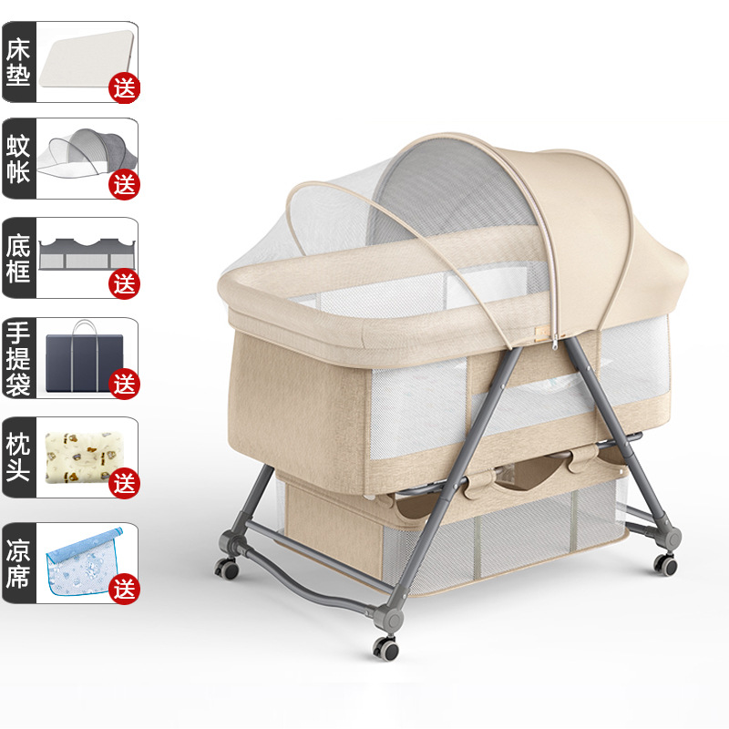 Cuna portátil plegable Cuna Cama con rodillo móvil cama de bebé BB dormir recién nacido cama de empalme