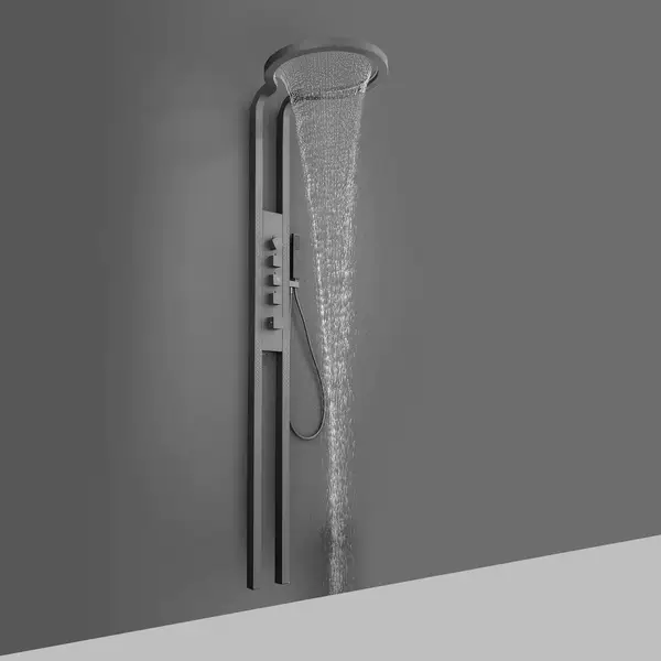 Ring-shaped waterfall shower screen set for home bathroom, multifunctional pressurized shower head, wall-mounted
