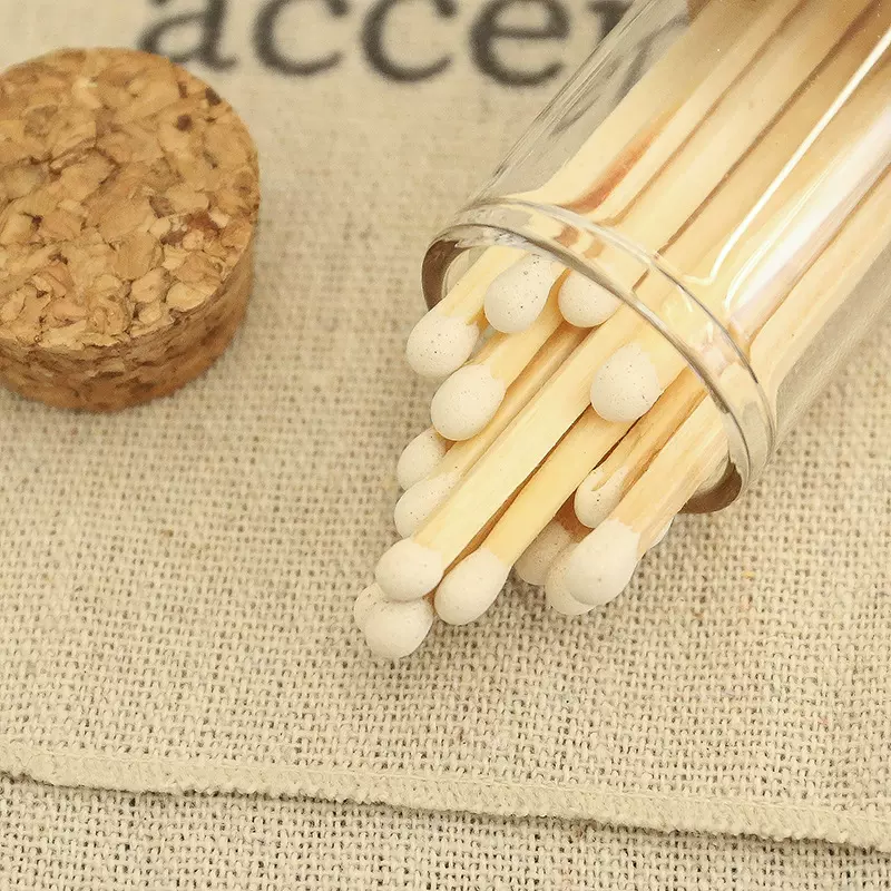 工厂定制香薰蜡烛加长火柴批发彩色火柴头玻璃瓶装木质点火点蜡器