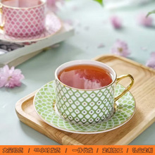 七彩星星骨瓷镀金下午茶咖啡杯碟套装酒店餐厅下午茶杯配碟子批发