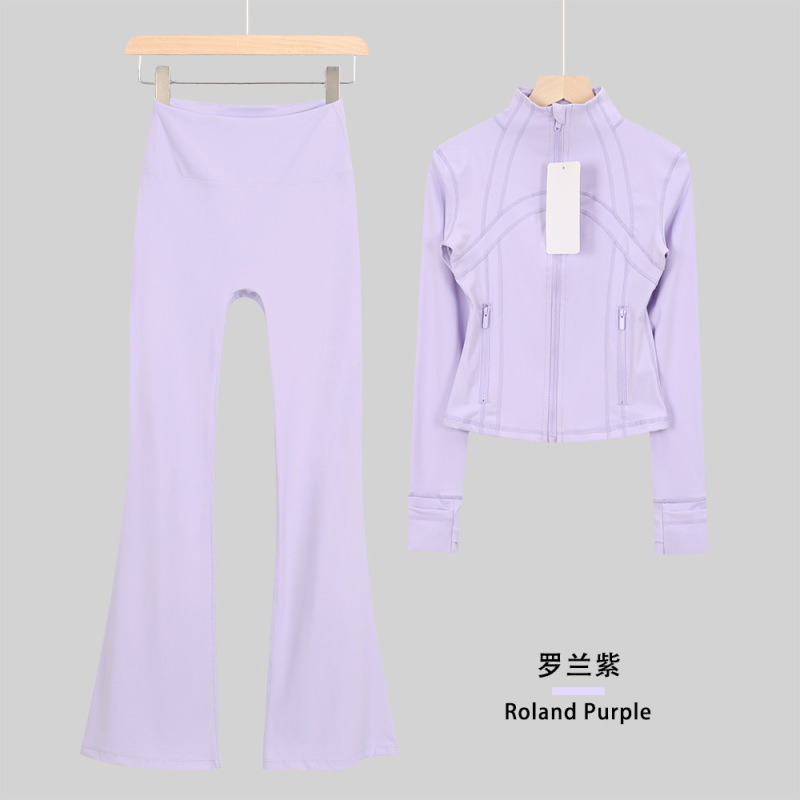 LULULACIE喇叭短款立领夹克运动套装DF外套上衣长袖女健身瑜伽服|undefined