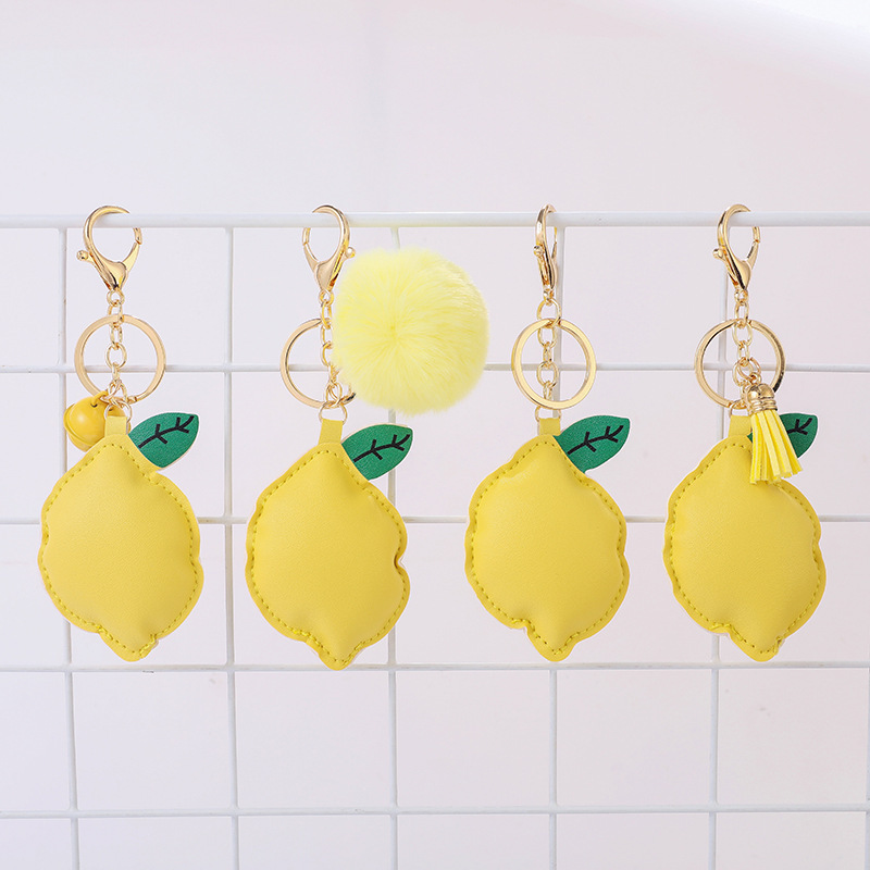 Cross-Border Fruit Lemon Pu Leather Women's Bag with Pendant Keychain Charm Small Fresh Keychain Accessory