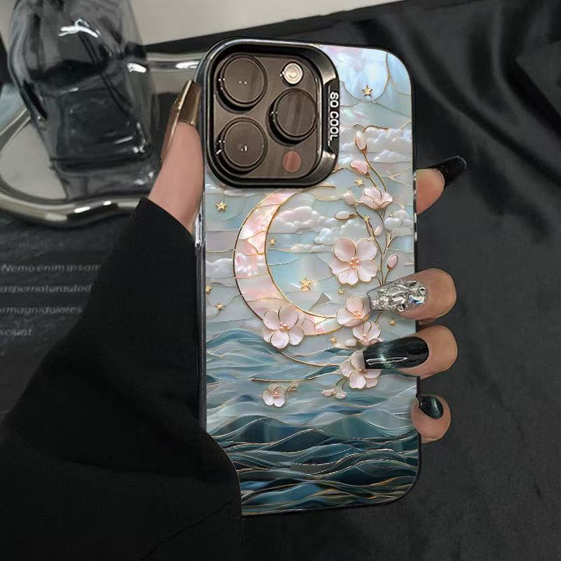 Nueva rama de flor de luna para iPhone 16 funda para teléfono móvil Apple 15promax/14 personalidad 13pro12 Japón y Corea