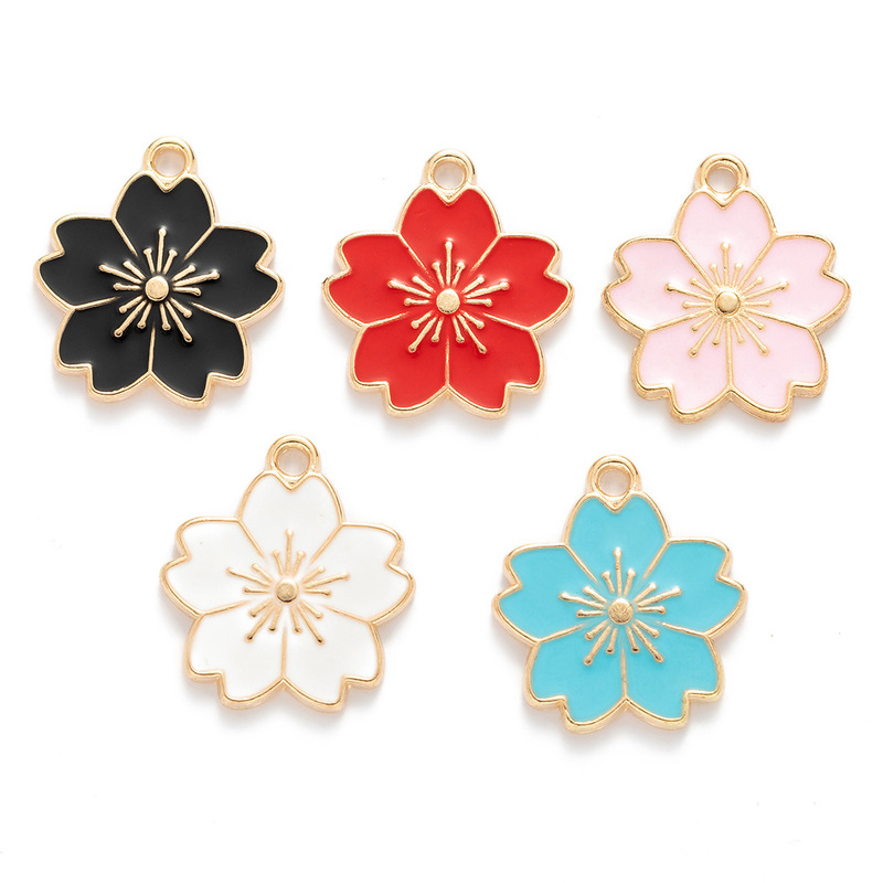 New diy jewelry accessories alloy oil cherry blossom pendant accessories earrings hair accessories mobile phone pendant wholesale New diy jewelry accessories alloy oil cherry blossom pendant accessories earrings hair accessories mobile phone pendant wholesale