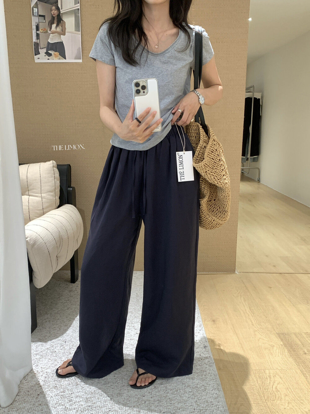 Quần culottes nữ ống rộng cạp cao vải linen phối lyocell mỏng nhẹ mùa hè — màu sắc, màu hồng, màu trắng, màu xám chi tiết 12