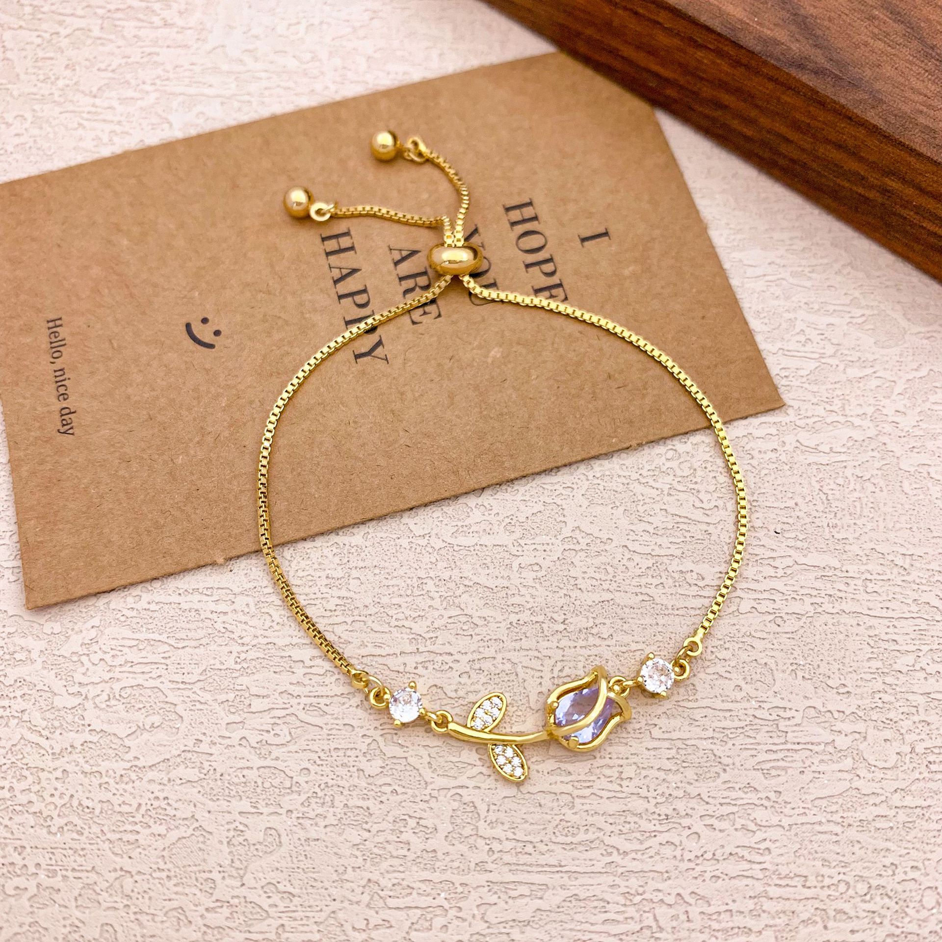 Pulseras transfronterizas nuevas pulseras ajustables de rosa de tulipas nicho de moda femenina, regalo de cumpleaños para amigos.