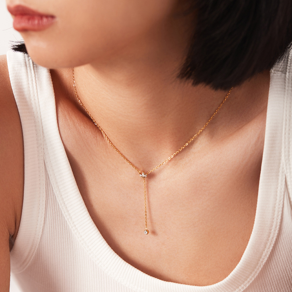 Fashion Geometric Titanium Steel Necklace Plating Zircon Stainless Steel Necklaces