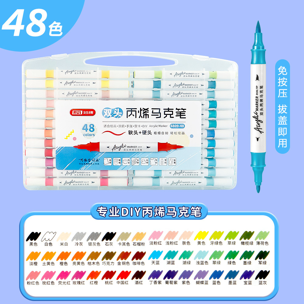 Marcador acrílico de dos cabezas Bolígrafo de graffiti de arte para niños Bolígrafo especial de arte Marcador impermeable e impermeable lote de stock