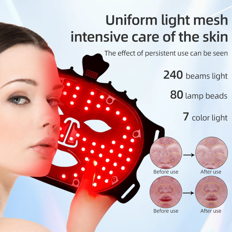 七色カラー光シリカゲルマスク美容器家庭用ledスペクトル若肌器大列ランプ顔光子マスク器|undefined