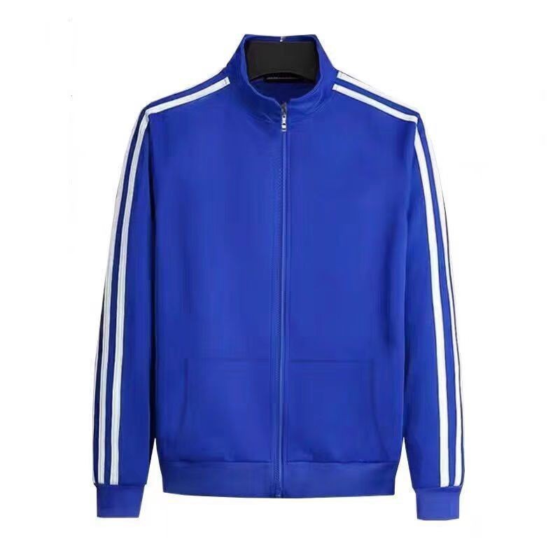 navy blue Long-sleeved Cardigan suit Men's and Women's Spring and Autumn Morning Running Three-bar Running Sportswear Couple's Casual Two-piece Set