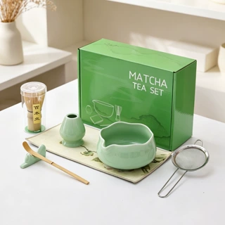 亚马逊跨境日式抹茶茶具套装陶瓷海浪口点茶碗茶筅百本立抹茶套装