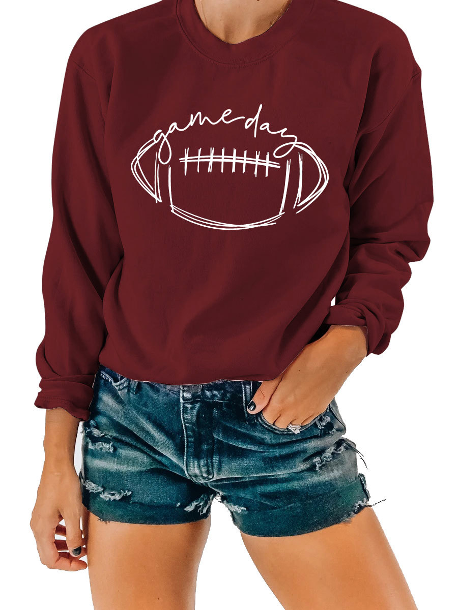 En stock de las mujeres del siglo Comercio exterior estación independiente Amazon Rugby impresión más tamaño manga larga sudadera image 15