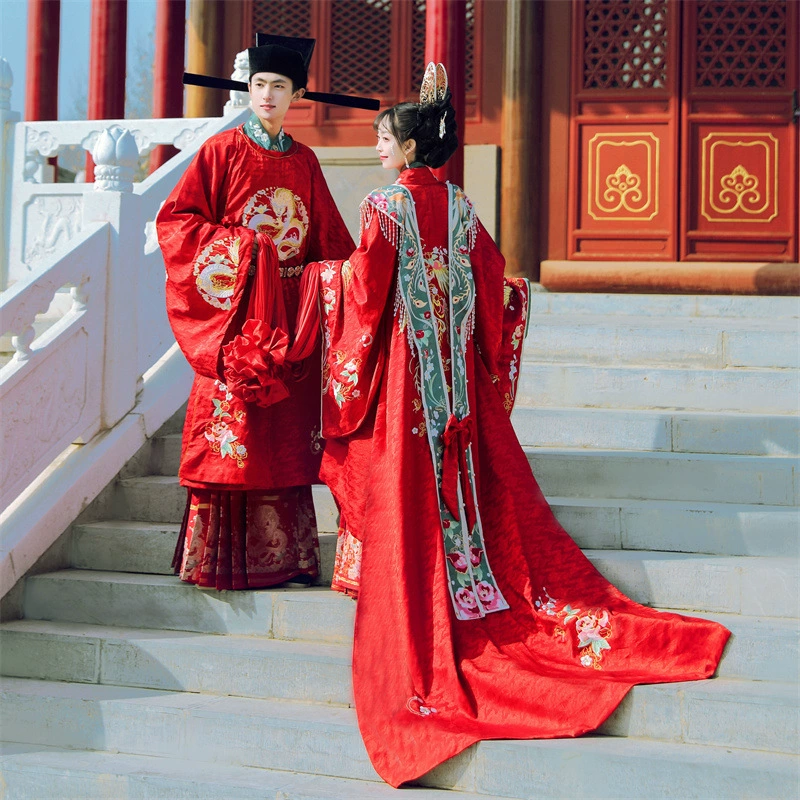 Luozhu Song Hanfu Женская свадебная одежда плетет золотую юбку с конским лицом