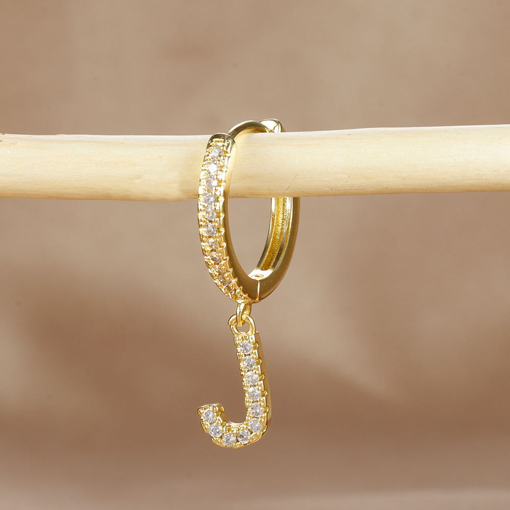 6g Weight Copper Ear Needle Material Zircon Inlay Material Charm Sleeper Hoop Earrings, Drop Earrings Classification 1 Piece Quantity Daily Occasion Copper Material Letter Pattern Unisex Gender Plating Design Casual Style 1 Piece Casual Letter Plating Copper Zircon Drop Earrings 30