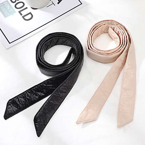 Women's Fleece Belted Hooded Jacket Universal Belt Casual Versatile Cotton Filled Decorative Women's Waist Belt