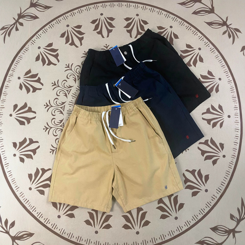 Rl Ralph Lauren Summer Pure Cotton Casual Shorts for Men, Loose Fit, Breathable, Couple's Style, Zipper, Elastic Waistband