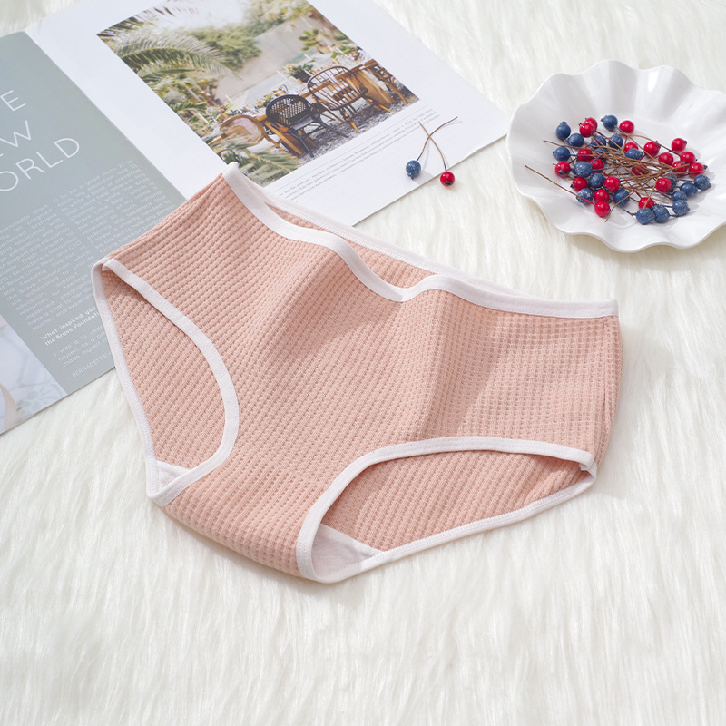 En stock 5A ropa interior antibacteriana para mujer hilo de verano fino transpirable color caramelo algodón Mediados de cintura chica estudiante ropa interior