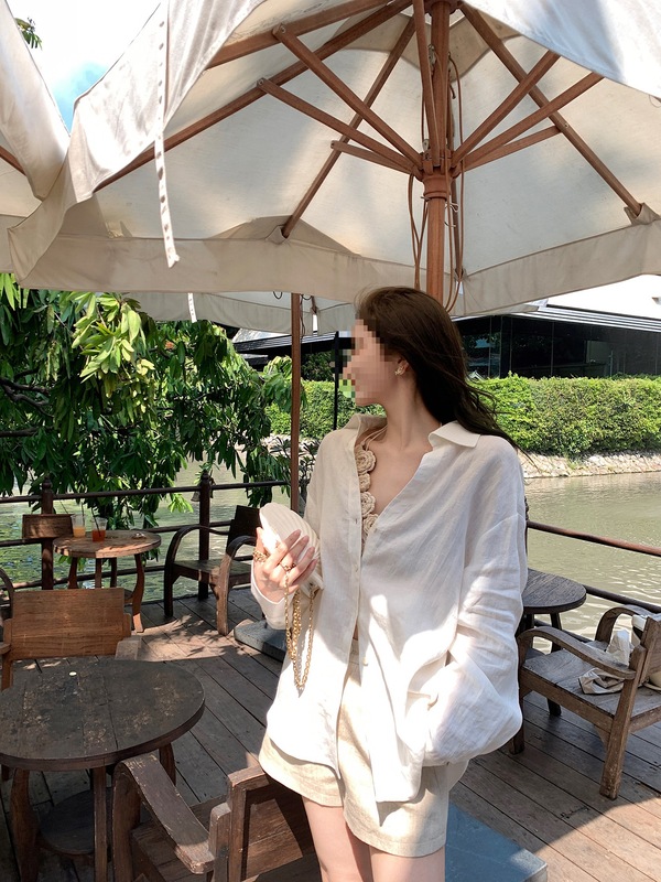 Lilylikes"氧吧亚麻"松弛浪漫主义~100亚麻衬衫/长裤/短裤套装|undefined
