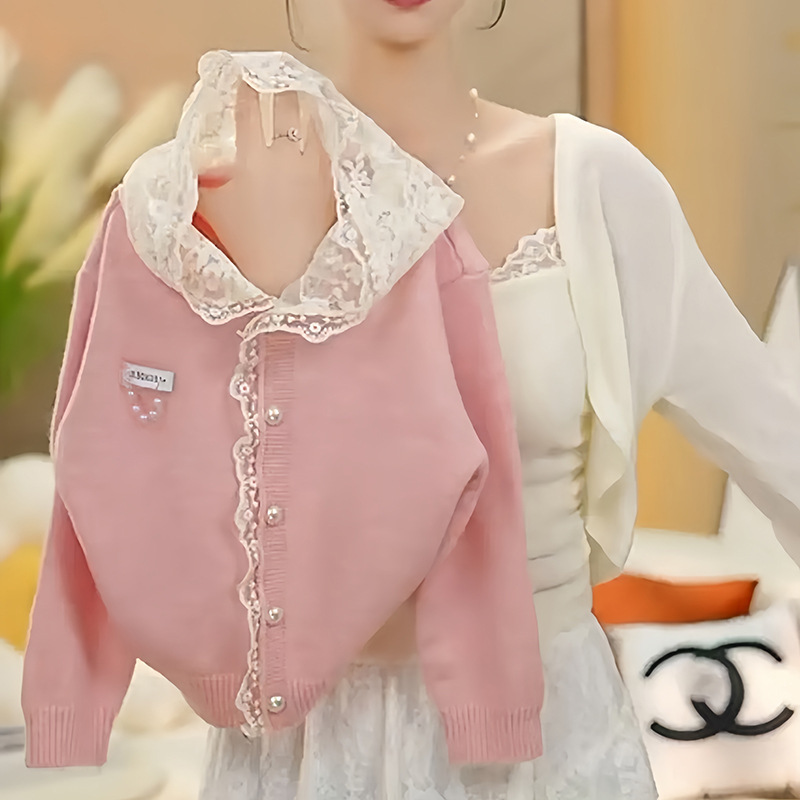 Xiyue Children's Wear & B25002-1 Camellia Powder Lace Sweater Skirt suit