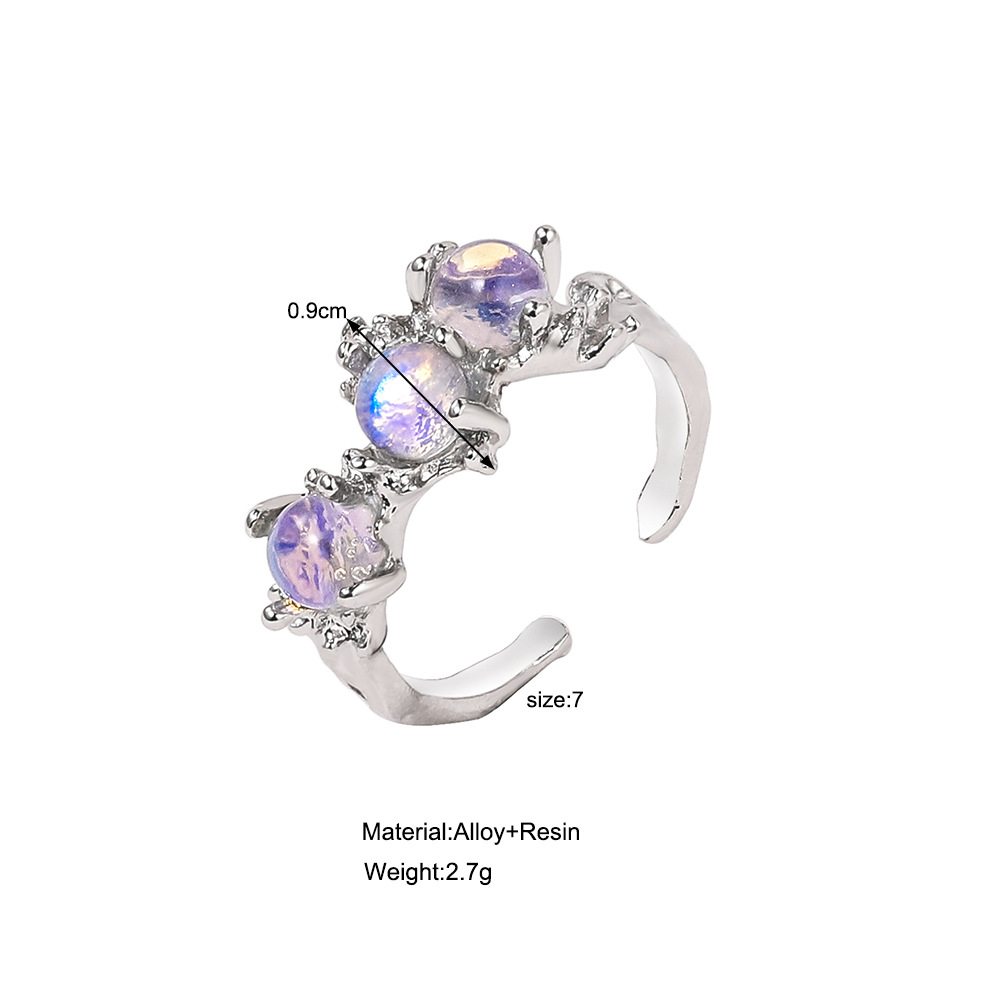 New ins Style Fashion Trend Moonstone Inlay ring Light Luxury Niche Cold Style Female ring ring_voghion.com
