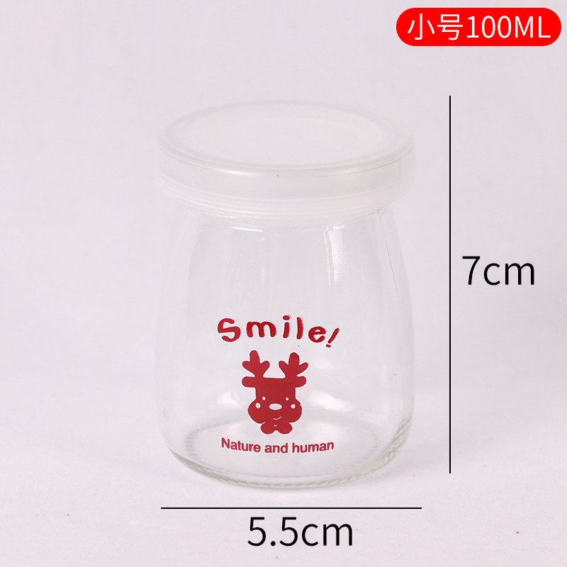 Vaso para pudín con tapa, botella de vidrio para pudín, tarro de miel, gelatina, vaso para mousse de leche de doble capa, vaso para yogur, patrones creativos al por mayor