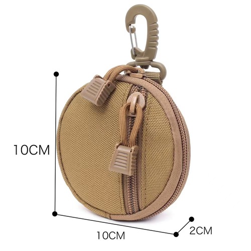 1000D Outdoor Tactical Keychain Coin Purse Earphone Cord Car Key Round Bag EDC Storage Pouch