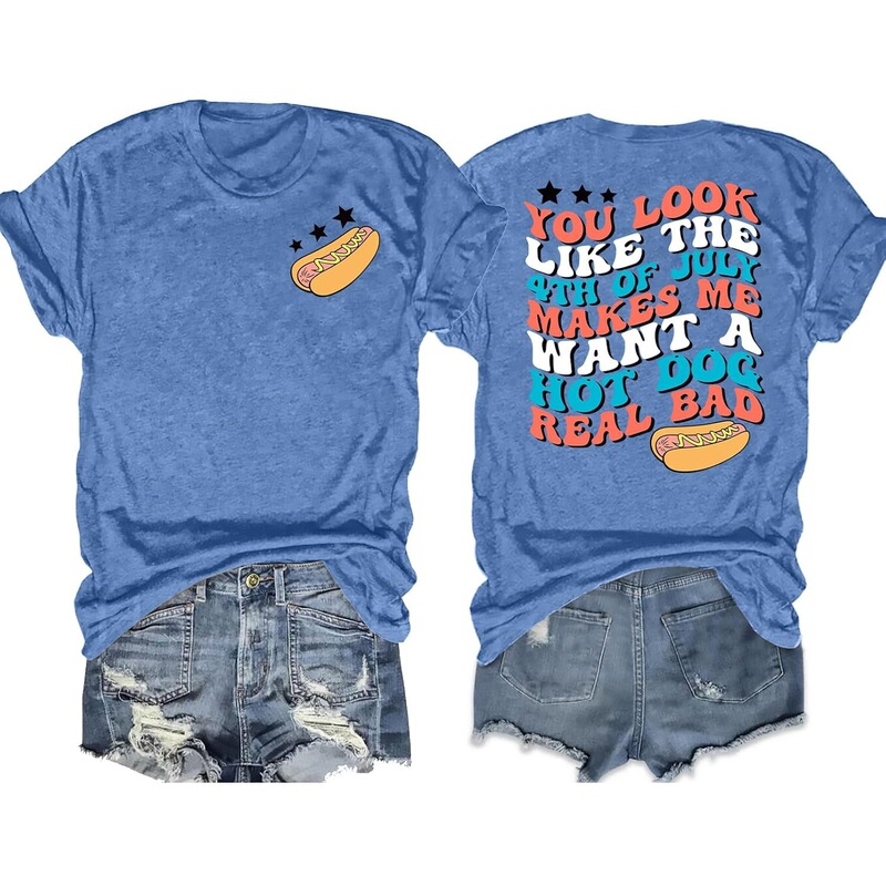 [Europe Size Cotton t] Women's American Shirt: 4Th of July T-Shirt Fun American Print T-Shirt European and American Style