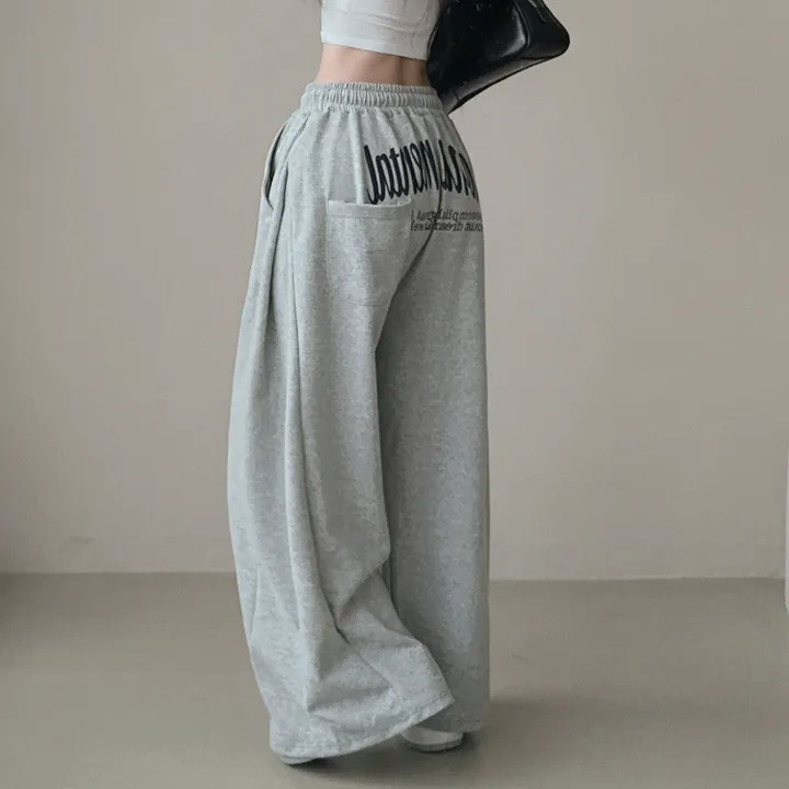 Korean Style Trendy Thin Fleece-Lined Wide-Leg Pants for Women, Summer New High-Waisted Loose Slimming Straight Casual Pants for Autumn and Winter