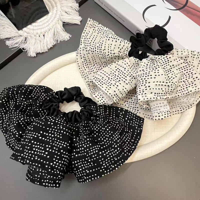 小さな水玉模様のスカートスタイルのヘアゴム、韓国風の優しいローポニーテールヘアロープ、花の高弾性ヘアゴム|undefined
