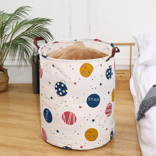 New Large Dirty Clothes Basket Waterproof Storage Basket Color Printed Fabric Storage Bag Home Toy Clothing Organizer 1459