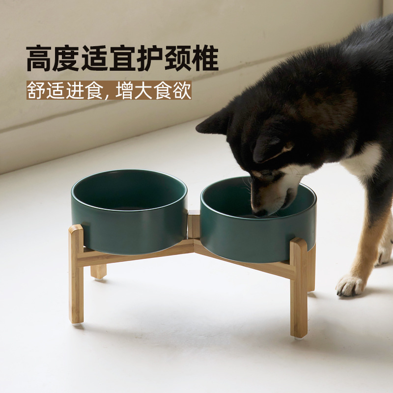 Comedero de Cerámica para Perros, Plato para Comida de Perros, Tazón para Gatos, Tazón Elevado para Gatos, Protección de la Columna Cervical, Antiderrames, Tazón Grande para Perros, Transfronterizo