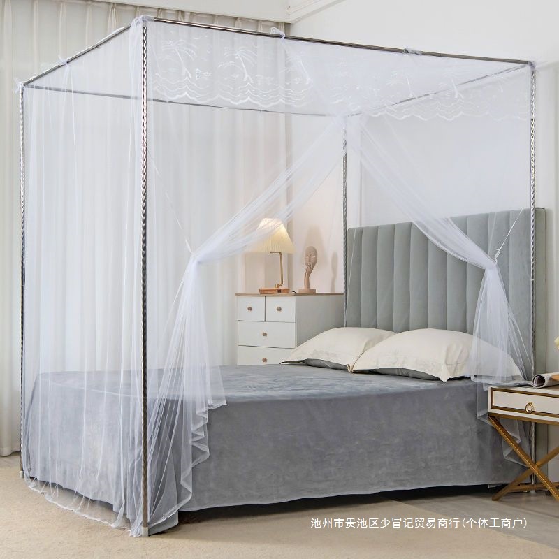 家用1.8x2m双人1.5米床蚊帐卧室单开门2.2M支架杆套装1.2老式帐纱