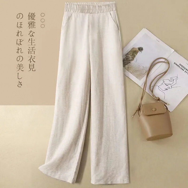 NUNBAI Linen Wide-leg Pants Summer New Arrival Trousers Women's Loose Cotton and Linen Women's Pants Draping High Waist Casual Straight Pants