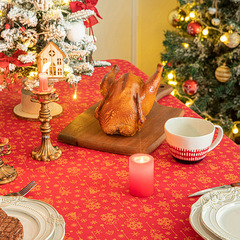 跨境聖誕燙金桌布節日派對氛圍布置桌布客廳餐廳聖誕樹餐桌布批發