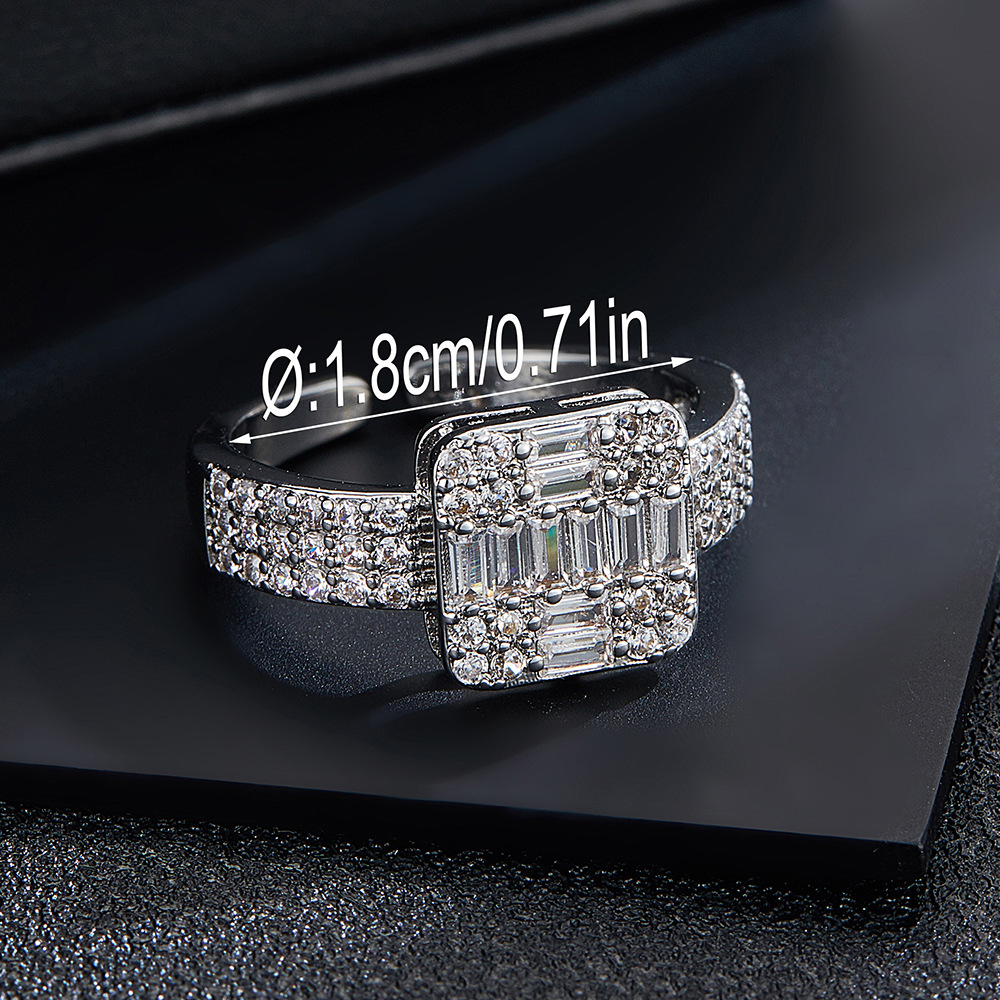 Fashionable Hip Hop Open T Square Zircon High Grade Light Luxury Geometry Ring Fashion Jewelry_voghion.com