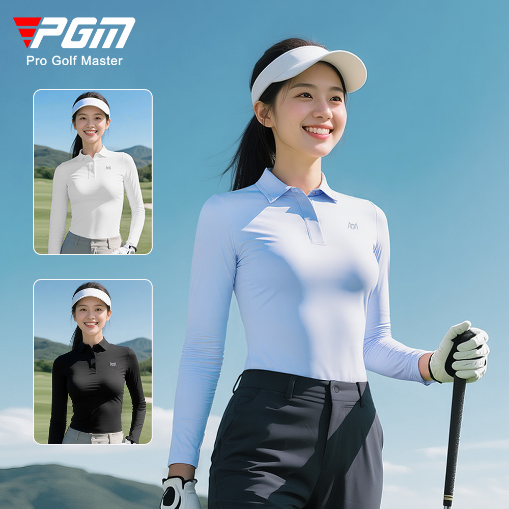 Áo thun dài tay golf nữ đàn hồi cao thoải mái — YF739 [vừa vặn liền mạch/thoải mái đàn hồi cao] áo màu đen, YF739 [vừa vặn liền mạch/thoải mái đàn hồi cao] áo màu trắng, YF739 [vừa vặn liền mạch/thoải mái đàn hồi cao] áo màu xanh nhạt