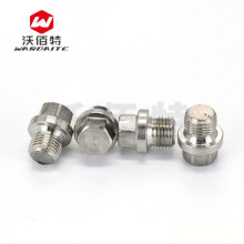 304不銹鋼六角頭帶邊堵頭DIN910法蘭面堵頭螺紋油塞螺塞M10-M30