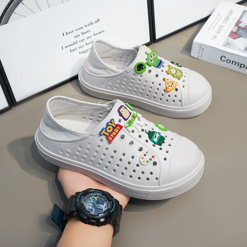 Популярная трансграничная обувь Croc для мальчиков, летние полые туфли для прогулок, детская пляжная обувь Baotou, легкие студенческие сандалии