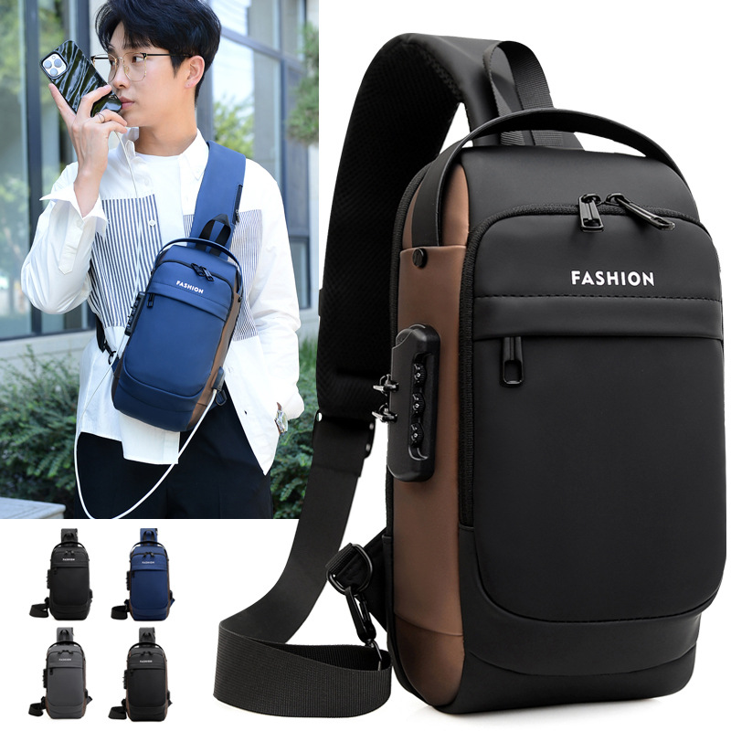 Nuevo bolso de pecho moda moda multifuncional mochila de pecho deportivo puerto de carga USB alta sensación de hombre mochila