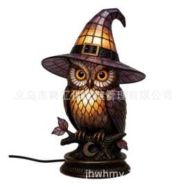 跨境新品Witch Hat Lamps哥特式万圣节夜灯女巫帽骷髅头灯摆件724