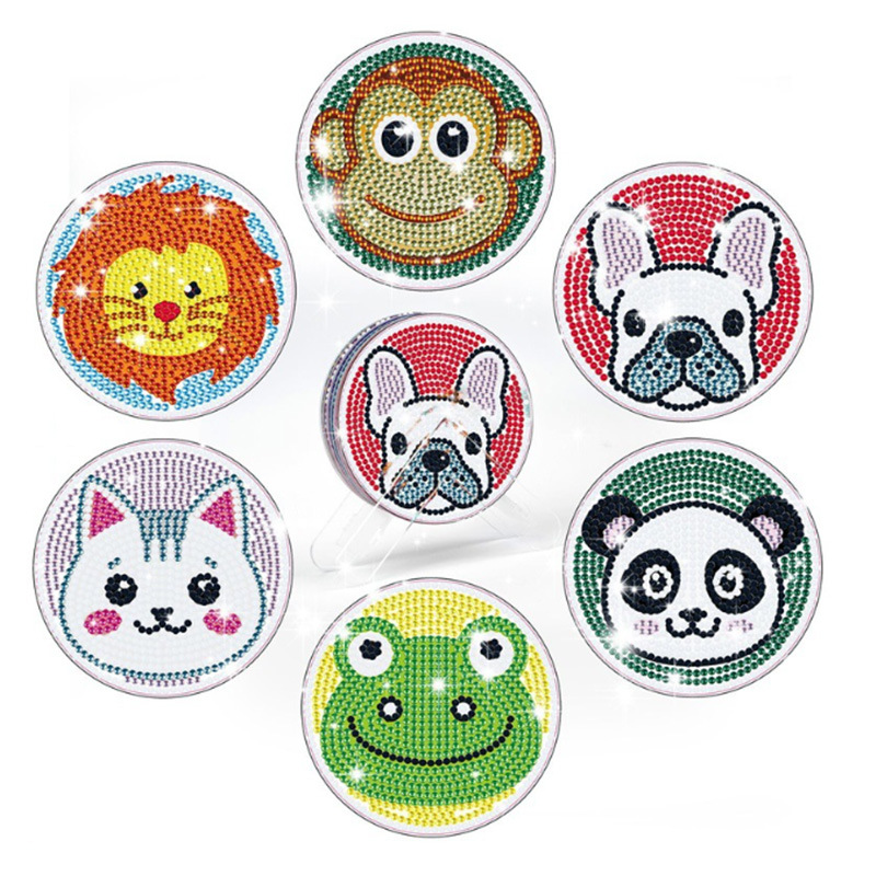 Personalizada taza de pintura de diamante transfronteriza almohadilla de taza de diamante redonda almohadilla mandala perimetral de pintura de diamante DIY