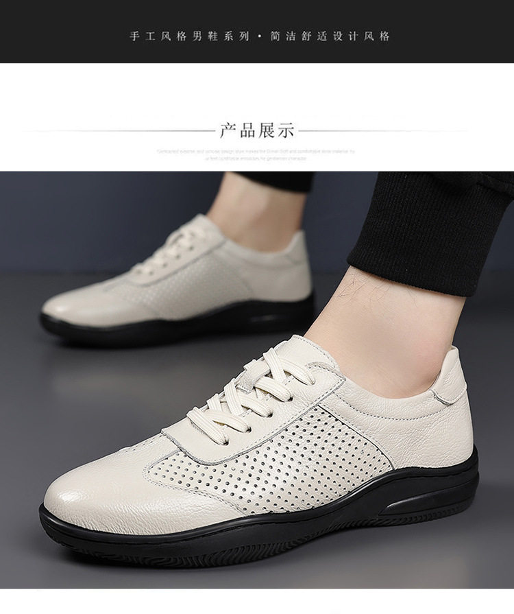 Giày da lỗ nam da bò lớp đầu, đế mềm chống trượt, thoáng khí, kiểu sneaker thể thao — Giày bệt GX màu trắng kem 88332, Giày bệt GX màu đen 88332 chi tiết 13