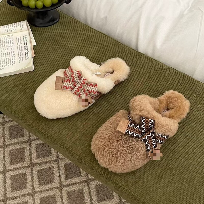 Henan Sangpo Max Curly Fur Slippers, Lamb Fur High Home Women's Slippers, Relaxed Fur One-Piece Toe Slippers